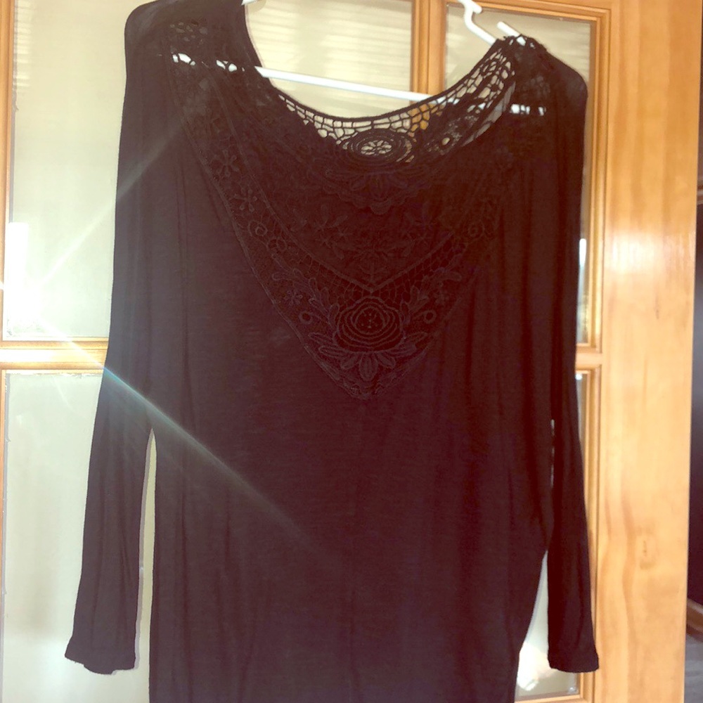 Black lace detailed shirt